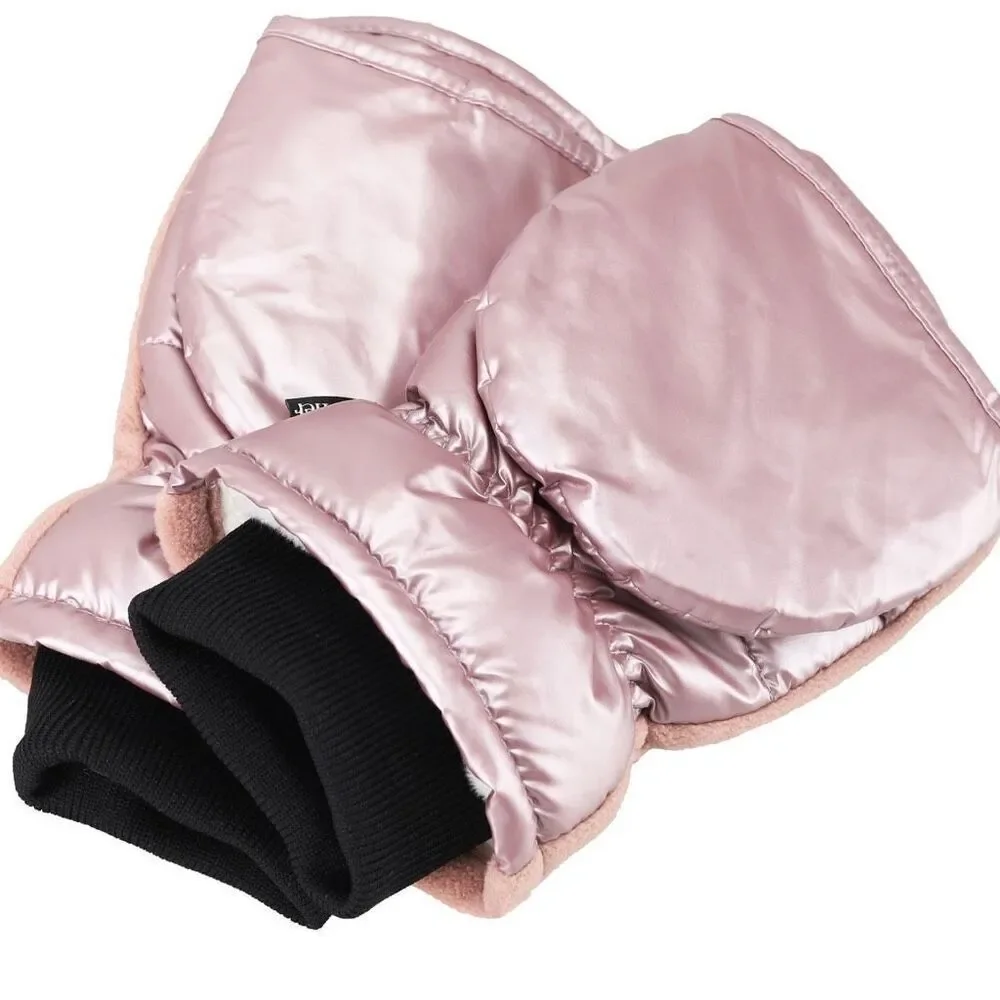 Isotoner Women’s Metallic Pink Flip-Top Mittens Warm Insulated L/XL New